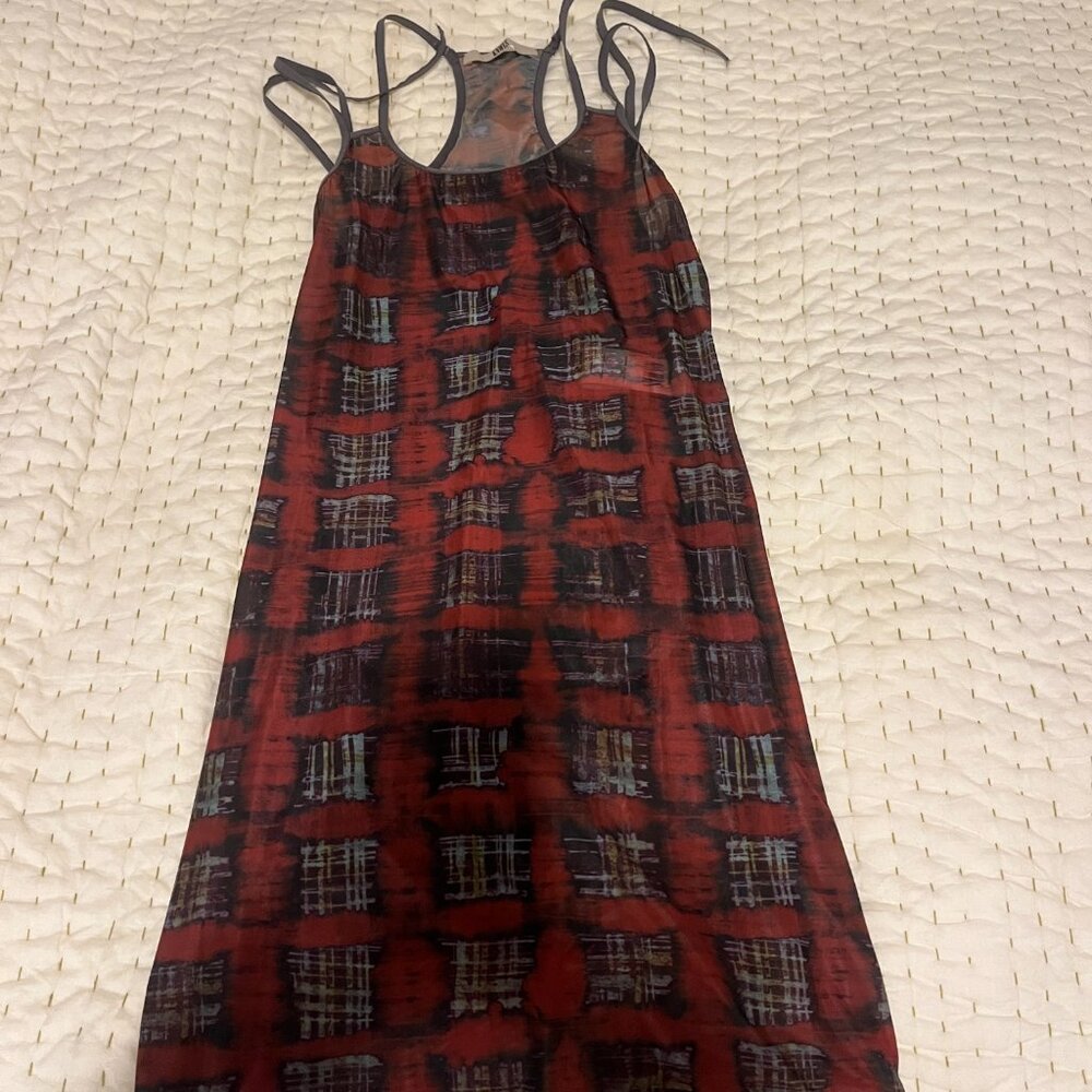 KNWLS Multi Strap Sport Dress with Logo Acid Plaid Ginger Red, Size M - Picture 3 of 6